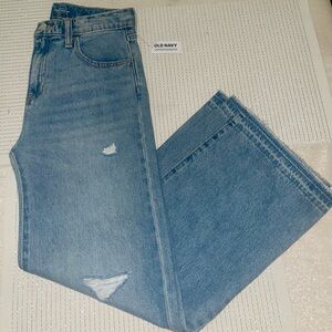 Old Navy Wide Leg Distressed Blue Jeans girls size 16